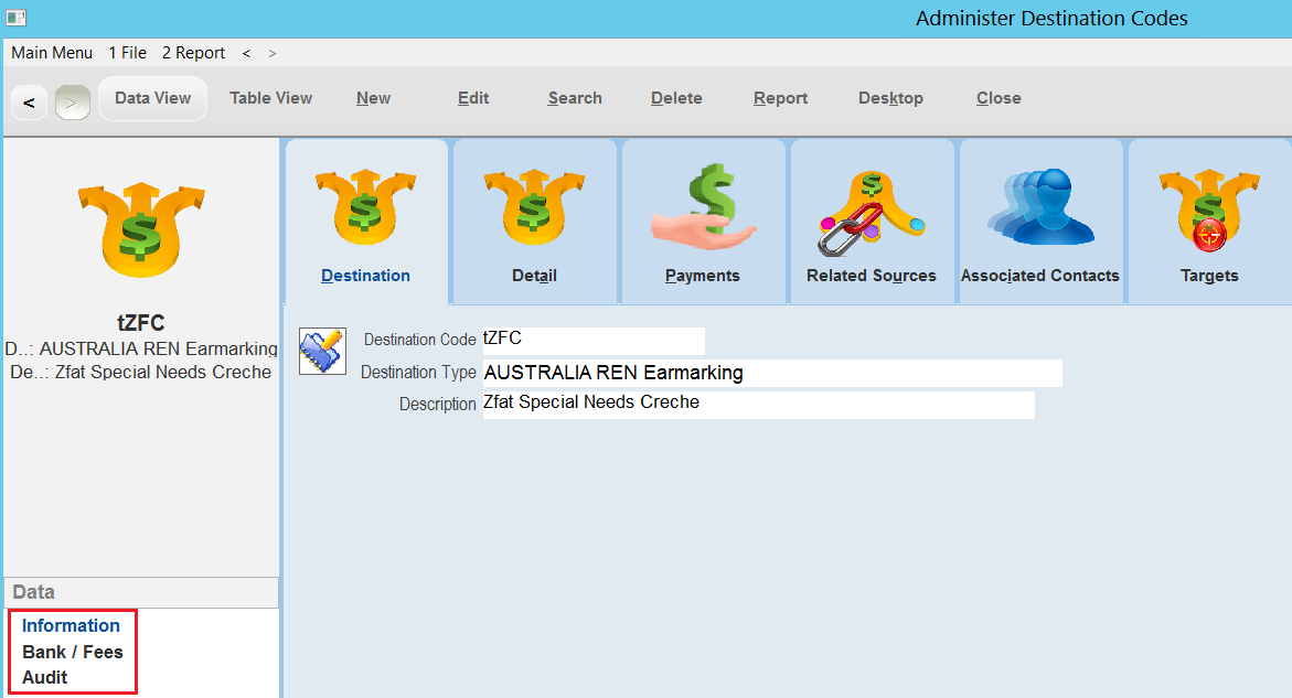 AdministerDestinationCodes