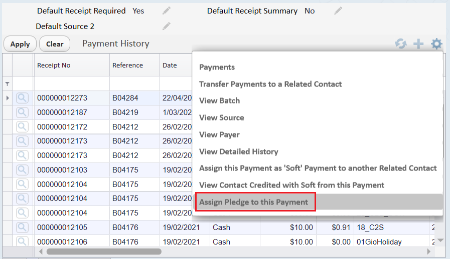 AssignPledgeToPayment