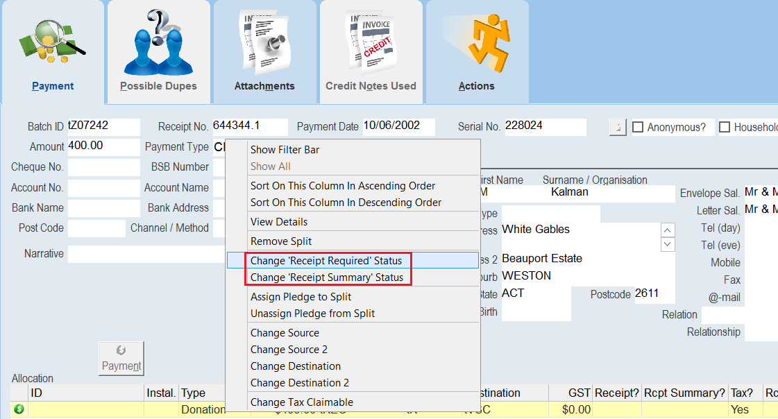 ChangeReceiptStatusOptions