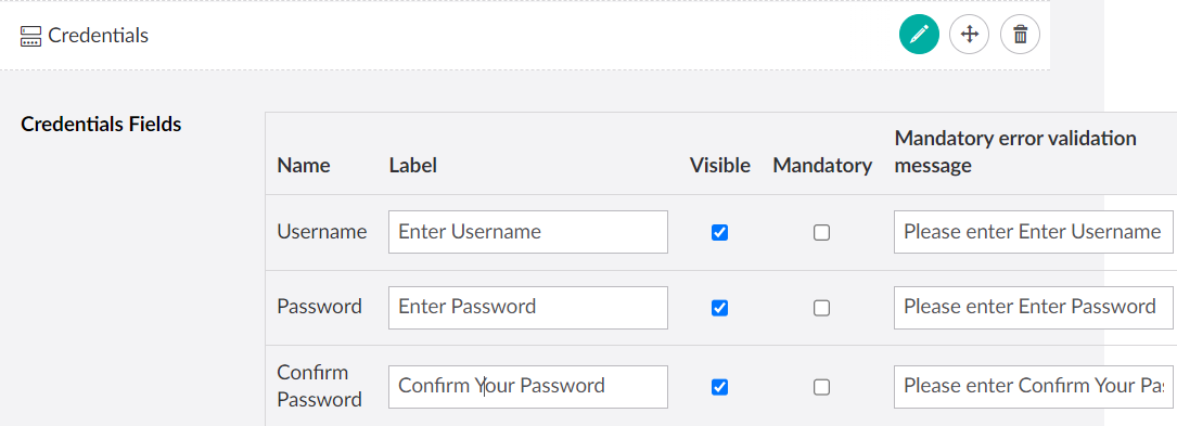 CredentialFields