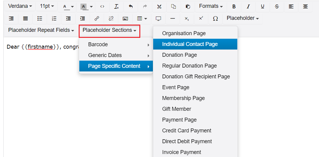 PlaceHolderSections