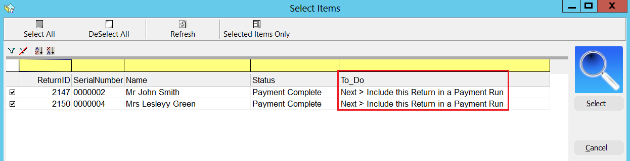 SelectRecordsTODO