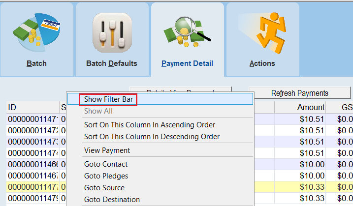ShowFilterBarPayment