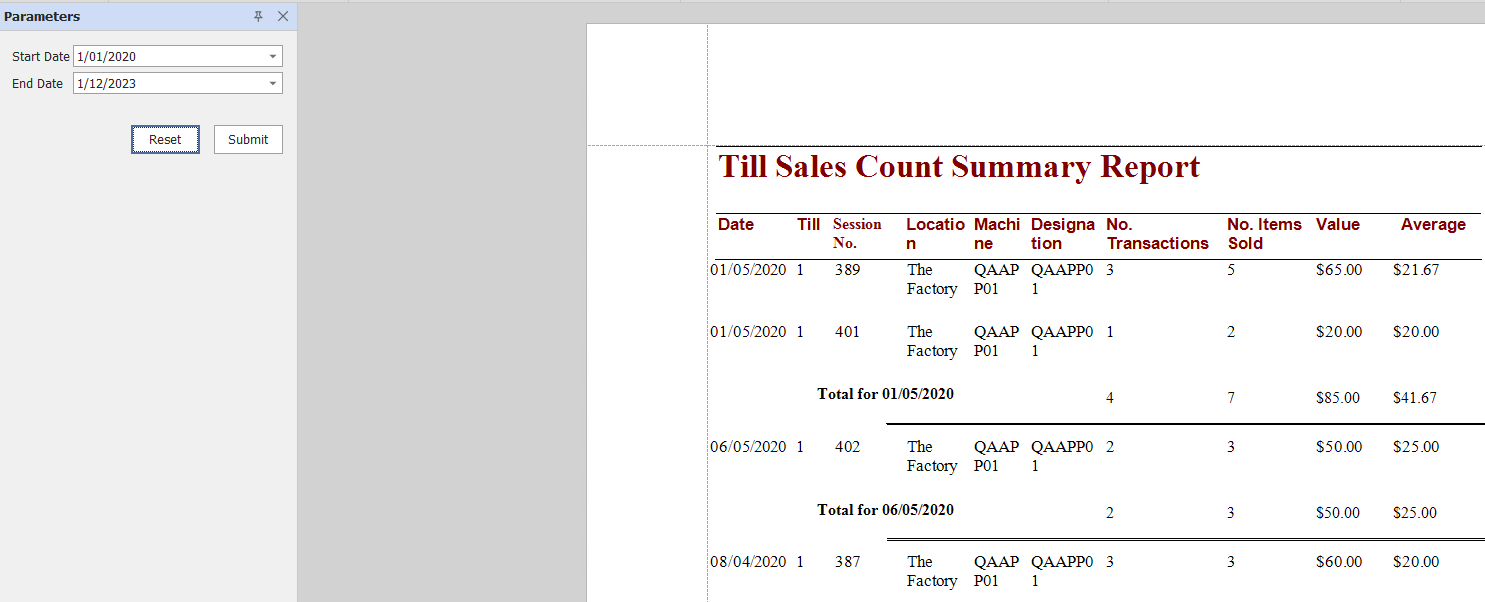 TillCountSummary